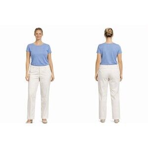 Frank and Eileen Westport Size 10 Italian Wide Leg Chino USA Chalk Cream Stretch